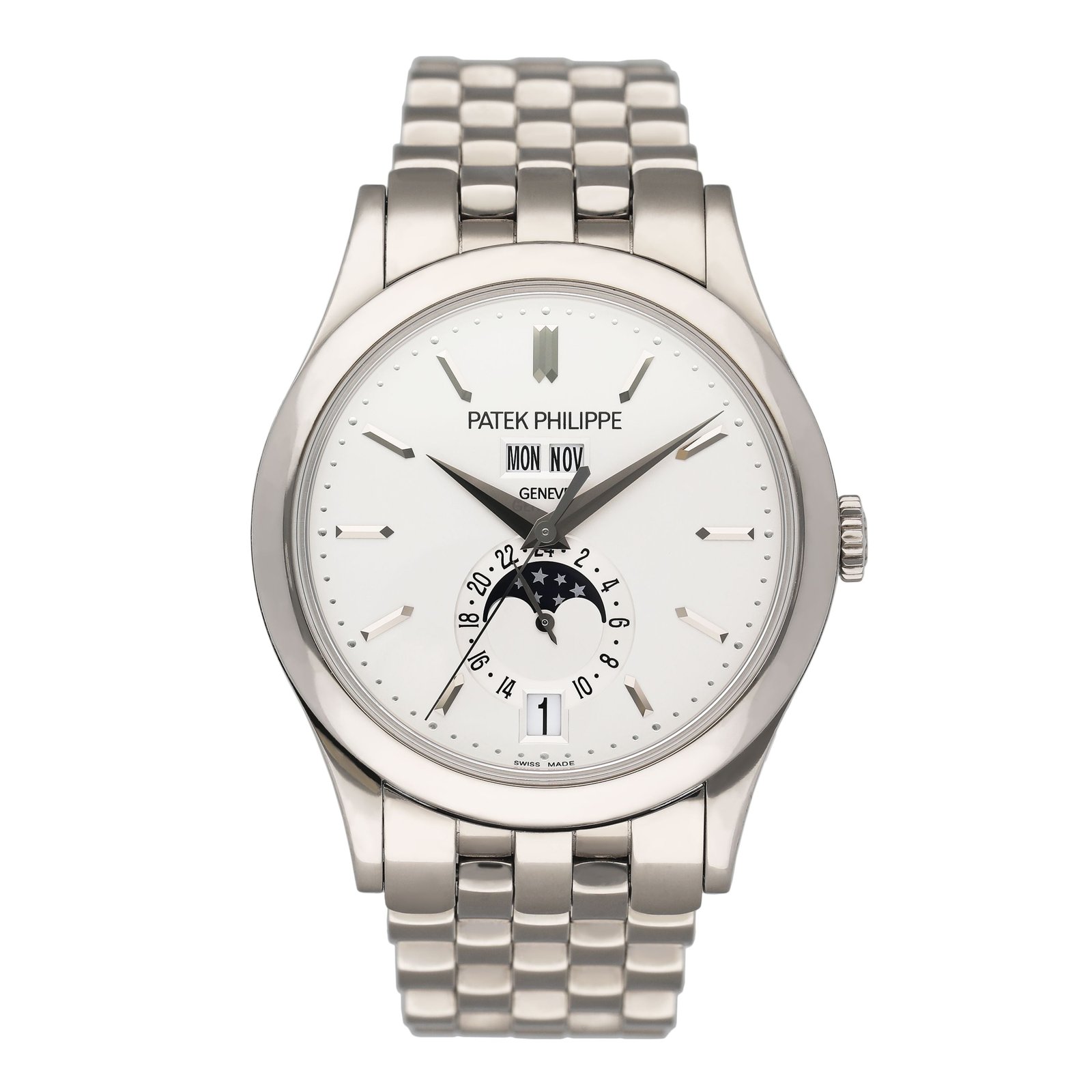 Patek Philippe Complications 5396G mostrador prata Relógio Masculino Caixa e Documentos