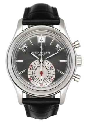 Patek Philippe Complications Annual Calendar 5960P mostrador cinza Relógio Masculino Caixa e Documentos