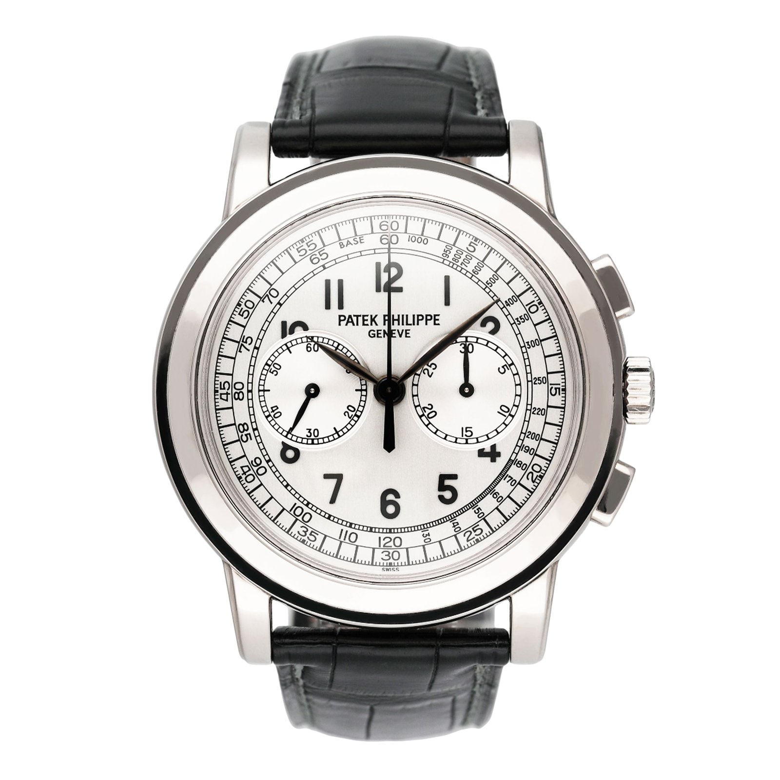 Patek Philippe Complications Chronograph 5070G mostrador prata Relógio Masculino Caixa e Documentos