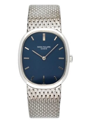 Patek Philippe Ellipse 3548G mostrador azul 18k ouro branco Relógio Masculino