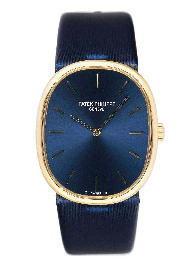 Patek Philippe Ellipse 3848J mostrador azul 18k ouro amarelo Relógio