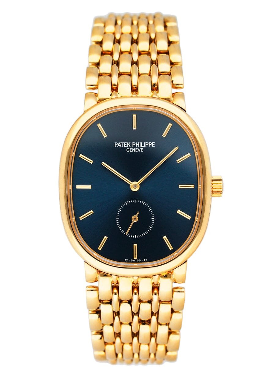 Patek Philippe Ellipse 3978 mostrador azul 18k ouro amarelo Relógio