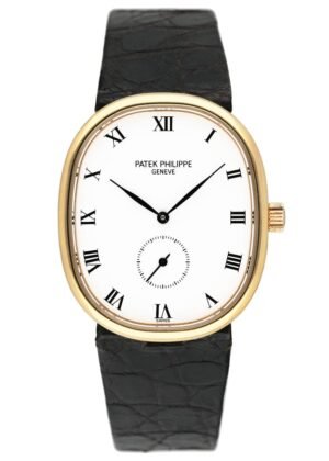 Patek Philippe Ellipse 3978J mostrador branco 18k ouro amarelo Relógio Masculino