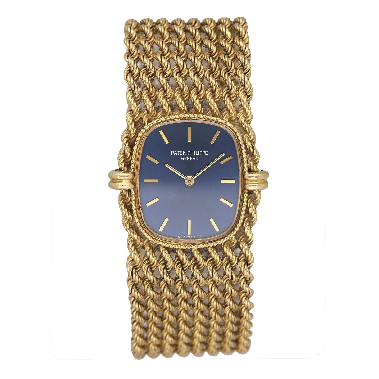 Patek Philippe Ellipse 4266 mostrador azul 18k ouro amarelo Relógio Feminino