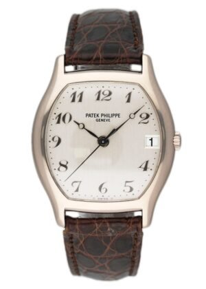 Patek Philippe Gondolo 5030G mostrador prata Relógio Masculino Caixa e Documentos