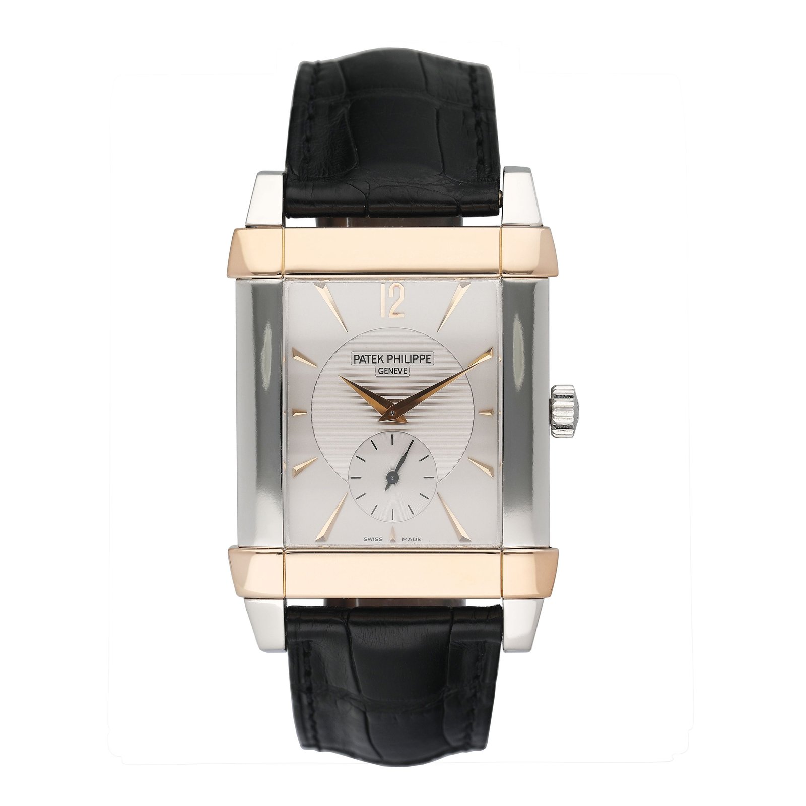Patek Philippe Gondolo 5111PR mostrador prata Platinum ouro rosa Relógio Masculino