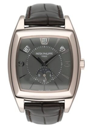 Patek Philippe Gondolo Calendario 5135G mostrador cinza Relógio Masculino com Documentos