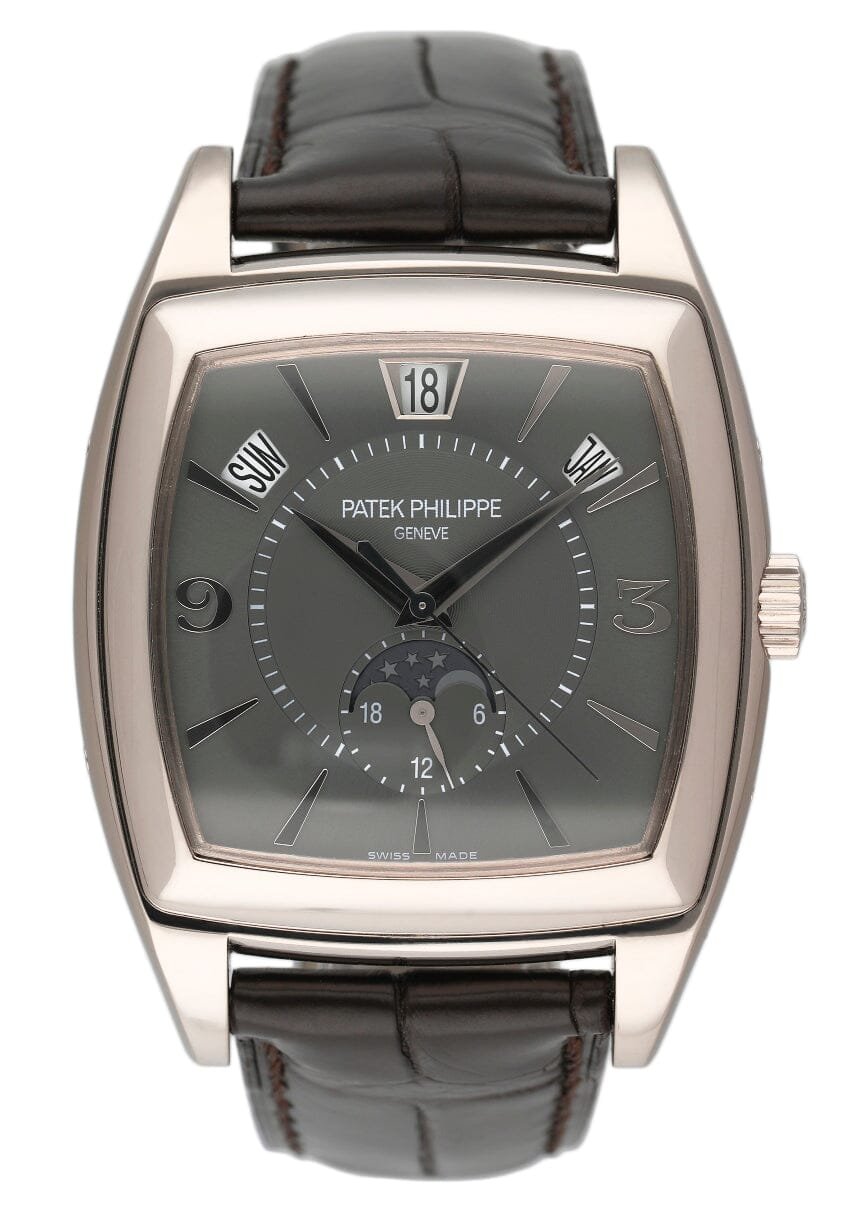 Patek Philippe Gondolo Calendario 5135G mostrador cinza Relógio Masculino com Documentos