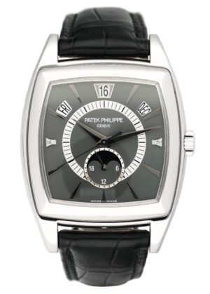 Patek Philippe Gondolo Calendario 5135P mostrador cinza Relógio Masculino Caixa e Documentos