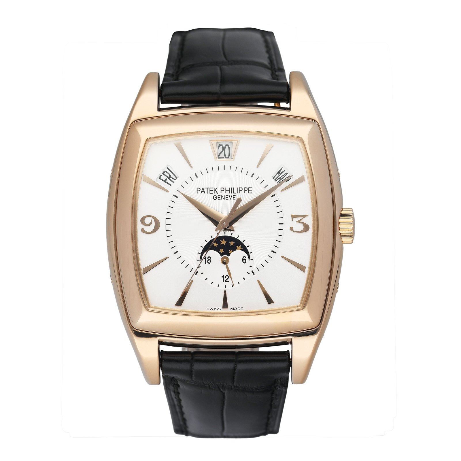 Patek Philippe Gondolo Calendario 5135R mostrador prata Relógio Masculino