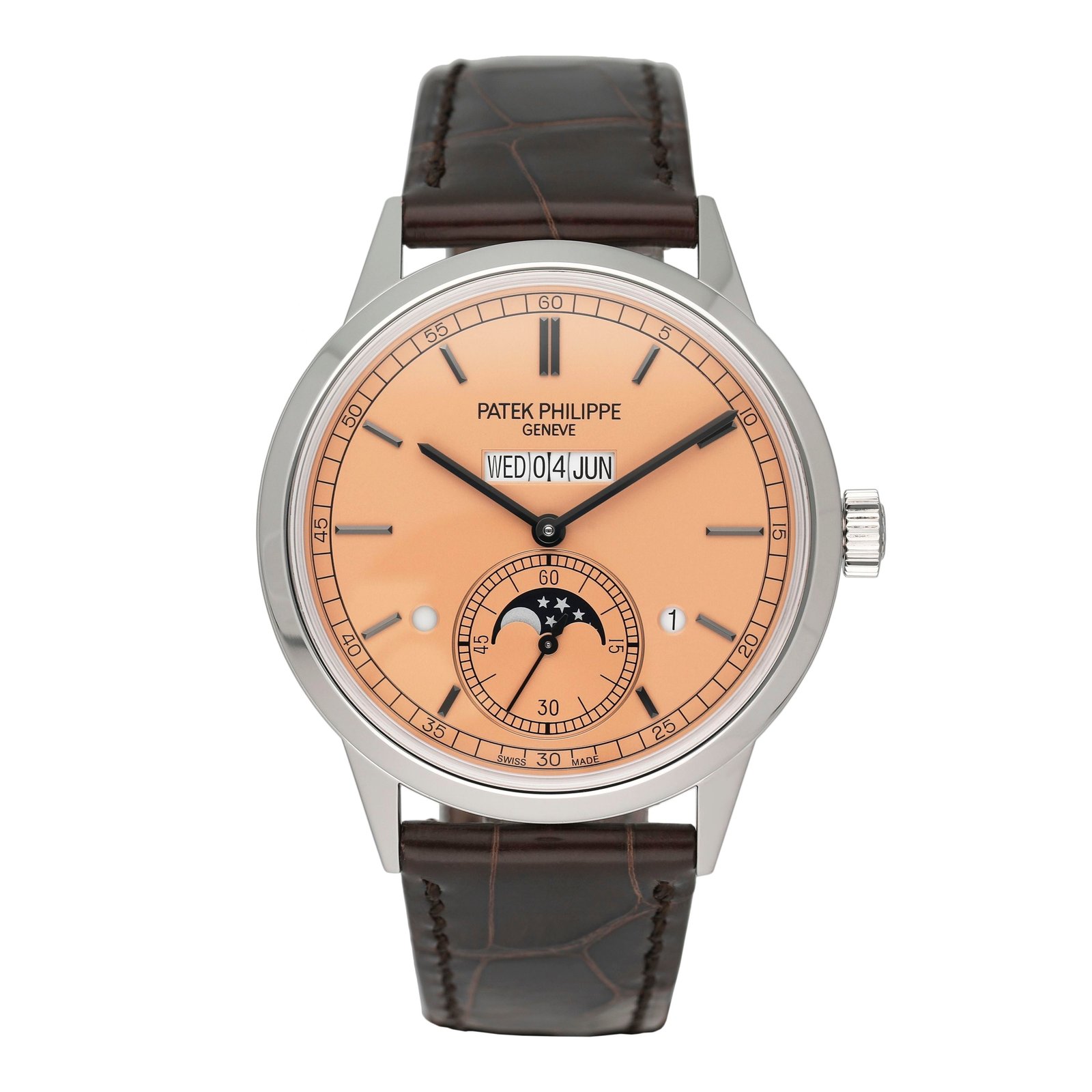 Patek Philippe Grand Complications 5236P Perpetual Calendar Salmon Dial Relógio Masculino Caixa e Documentos