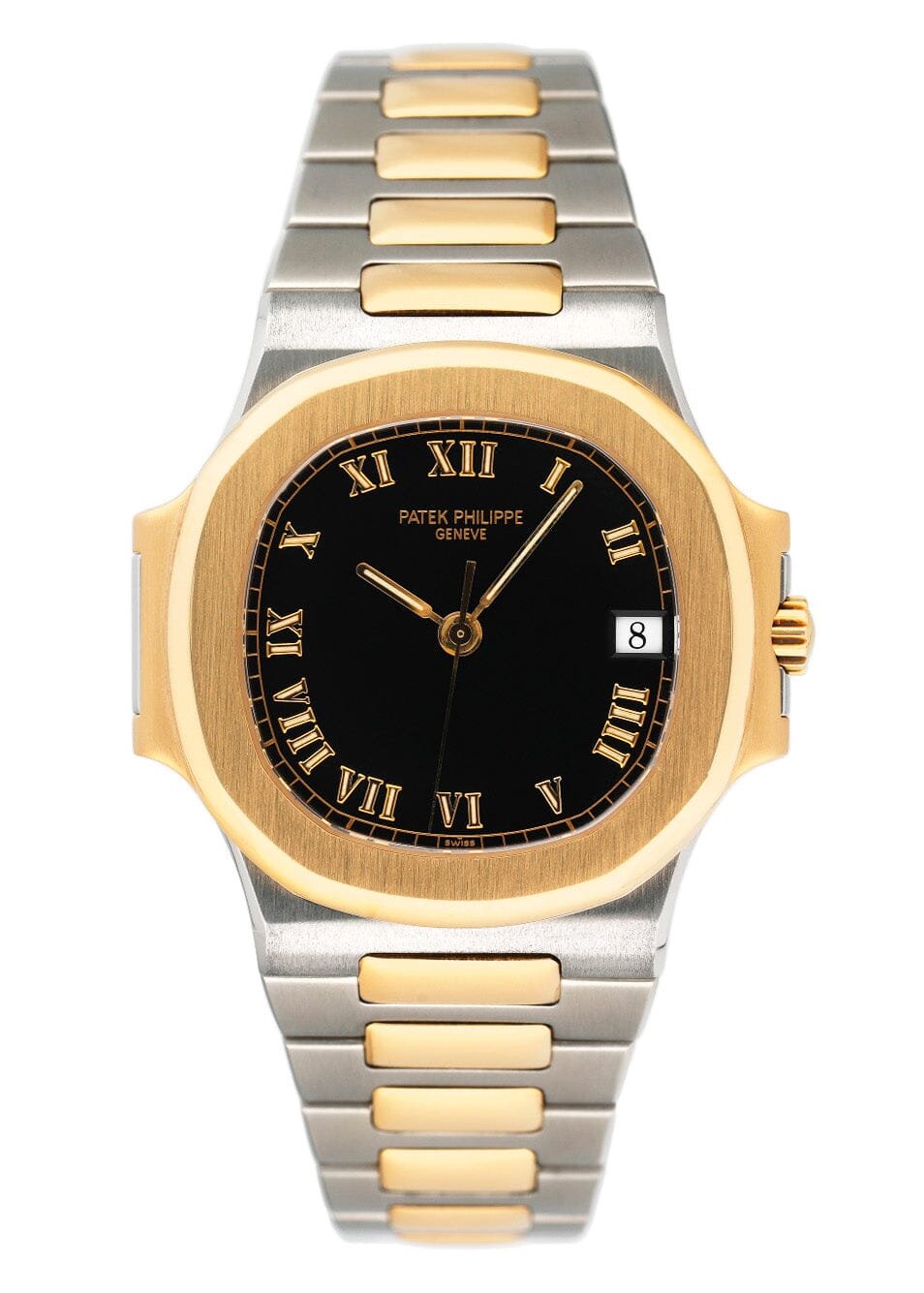 Patek Philippe Nautilus 3800 Black Roman Dial Two Tone Relógio Masculino