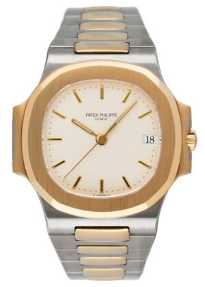 Patek Philippe Nautilus 3800 Ivory Dial Two Tone Relógio Masculino