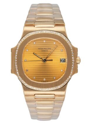 Patek Philippe Nautilus 3800/2J Champagne Diamond Dial Relógio Masculino With Archives