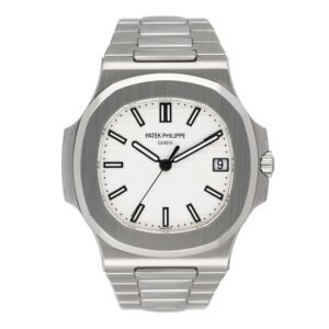 Patek Philippe Nautilus 5711/1A-011 mostrador branco Relógio Masculino Caixa e Documentos
