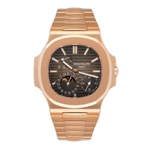 Patek Philippe Nautilus 5712/1R Brown Dial 18k ouro rosa Relógio Masculino Caixa e Documentos