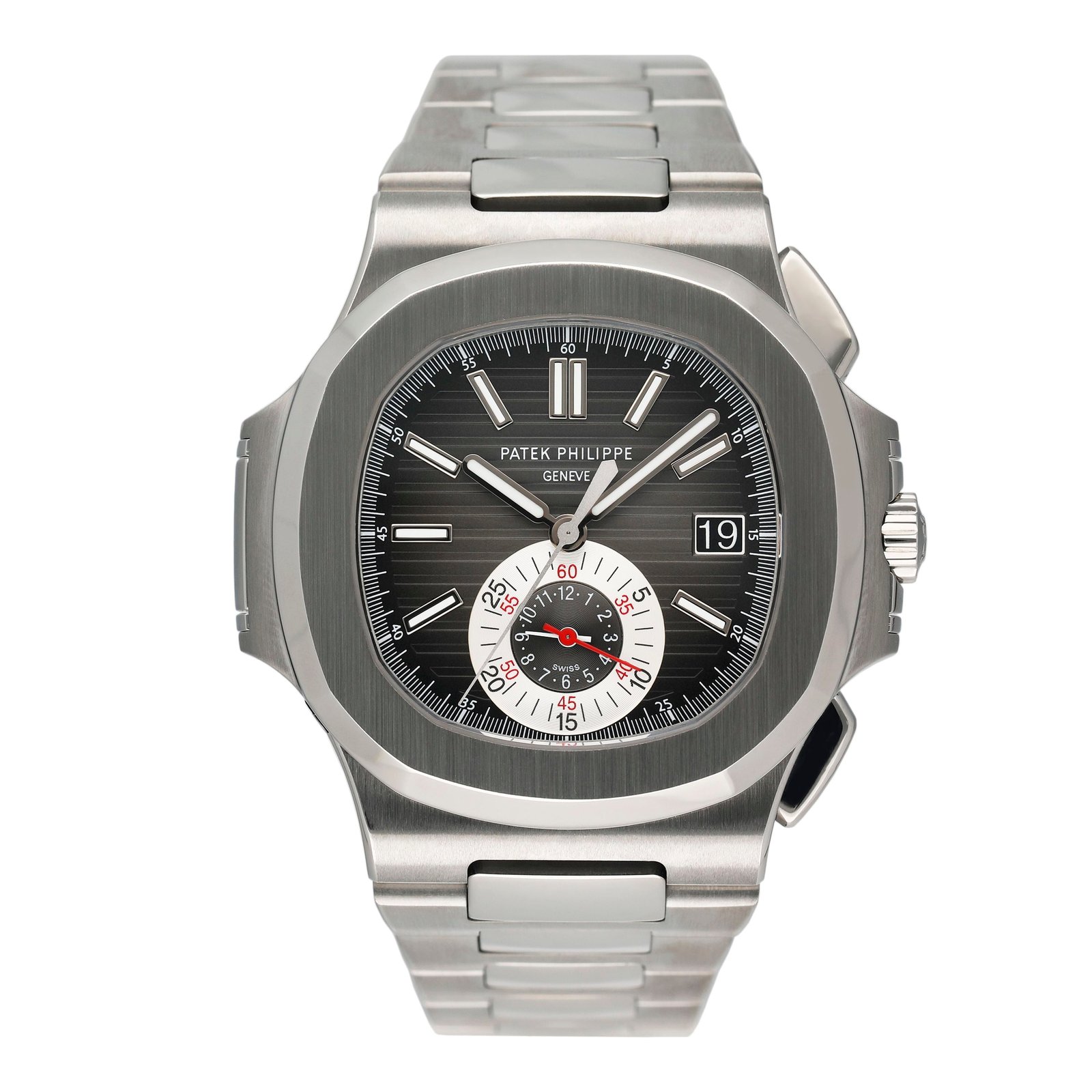 Patek Philippe Nautilus 5980/1A-014 mostrador preto Relógio Masculino Caixa e Documentos