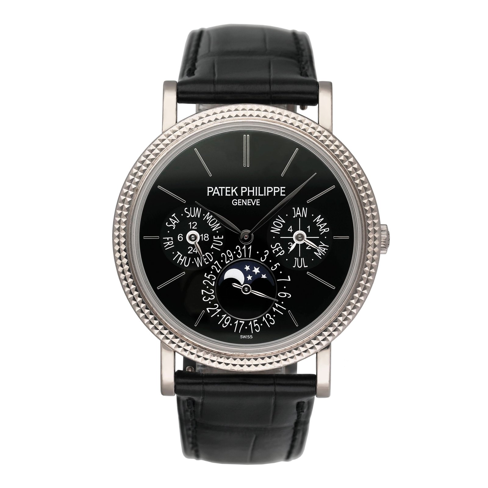 Patek Philippe Perpetual Calendar 5139G mostrador preto Relógio Masculino Caixa e Documentos