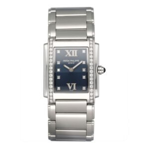 Patek Philippe Twenty-4 4910 Diamond mostrador azul Relógio Feminino