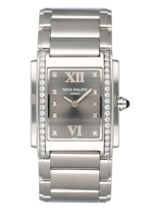 Patek Philippe Twenty-4 4910 Diamond mostrador cinza Relógio Feminino