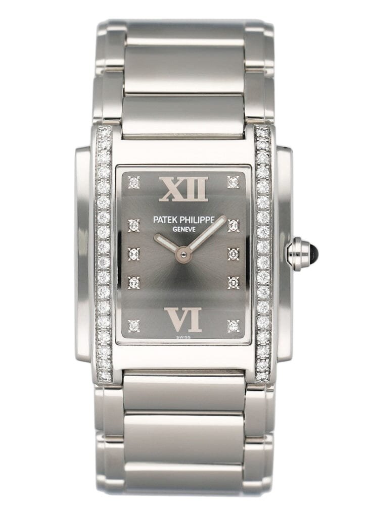 Patek Philippe Twenty-4 4910 Diamond mostrador cinza Relógio Feminino