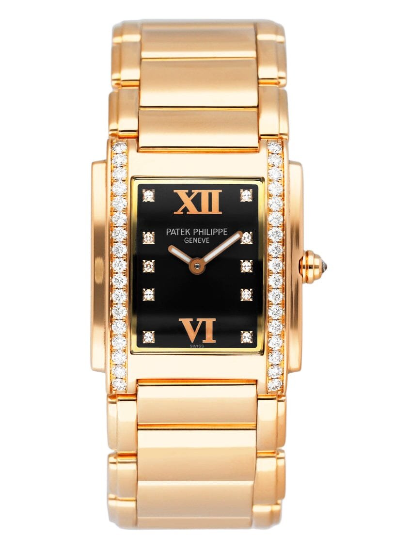 Patek Philippe Twenty-4 4910/11 mostrador preto Relógio Feminino