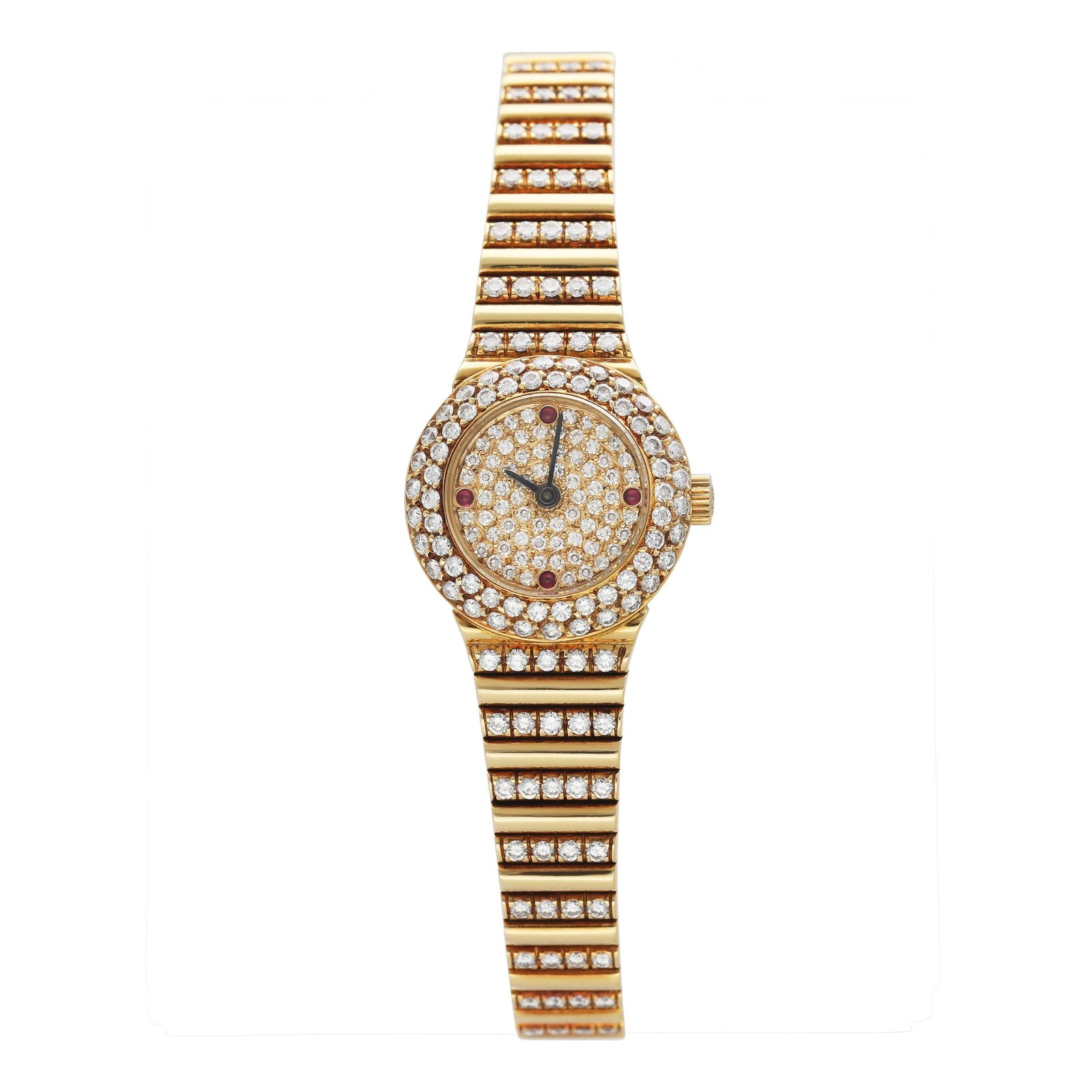 Patek Philippe Vintage 4613/1 Ruby Pave Dial 18k ouro amarelo Relógio Feminino