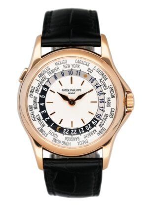 Patek Philippe World Time 5110R 18k ouro rosa Relógio Masculino Caixa e Documentos