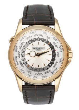 Patek Philippe World Time 5130J 18k ouro amarelo Relógio Masculino Caixa e Documentos