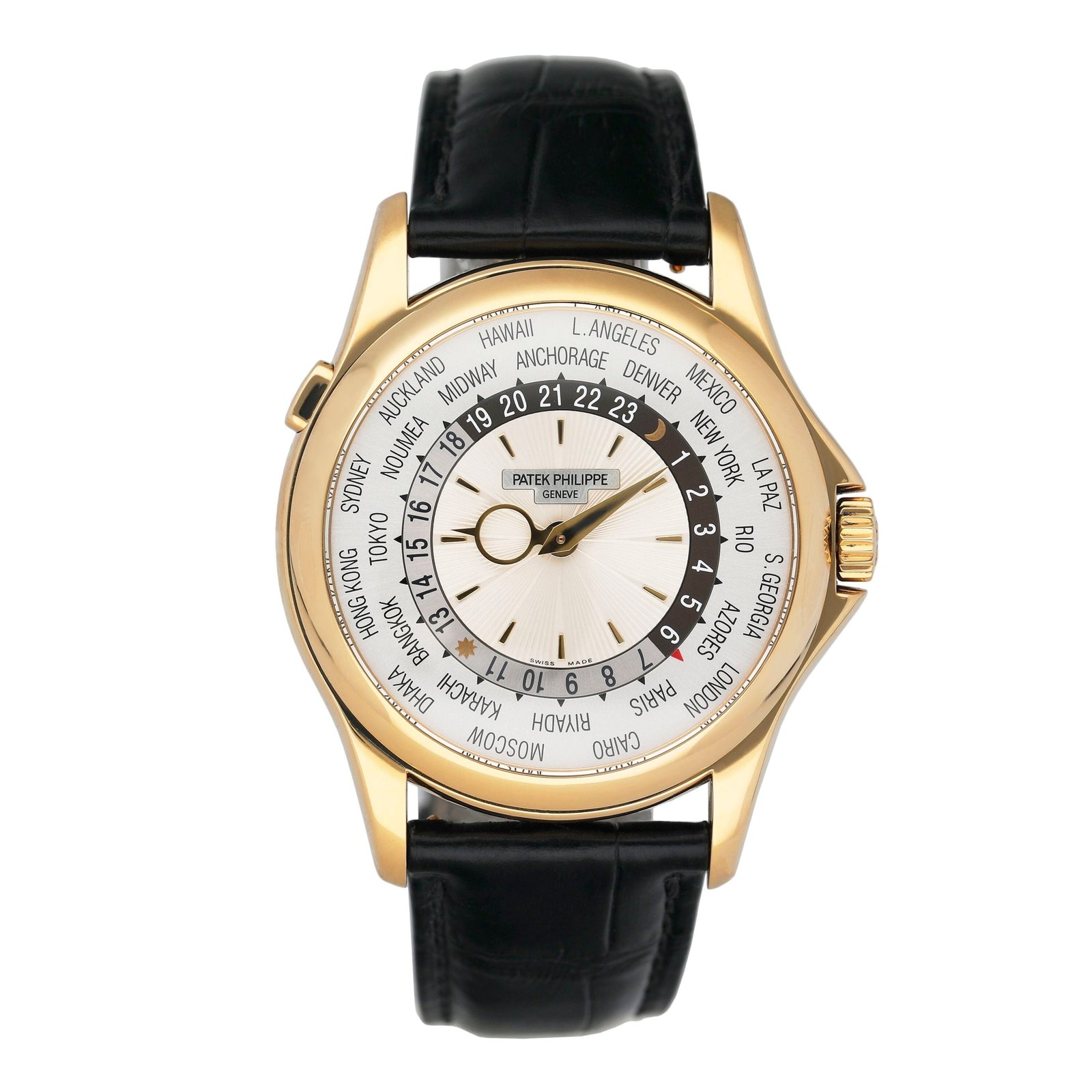 Patek Philippe World Time 5130J 18k ouro amarelo Relógio Masculino