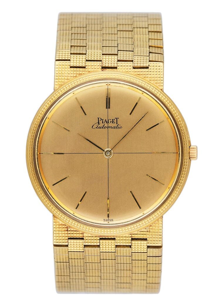 Piaget 12301 C 4 mostrador champagne 18k ouro amarelo Relógio Masculino