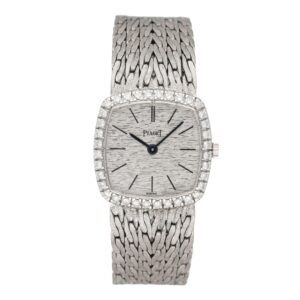 Piaget 9236 E 47 mostrador prata 18k ouro branco Relógio Feminino