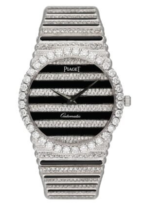 Piaget Polo 18k ouro branco Diamond Onyx Relógio Feminino