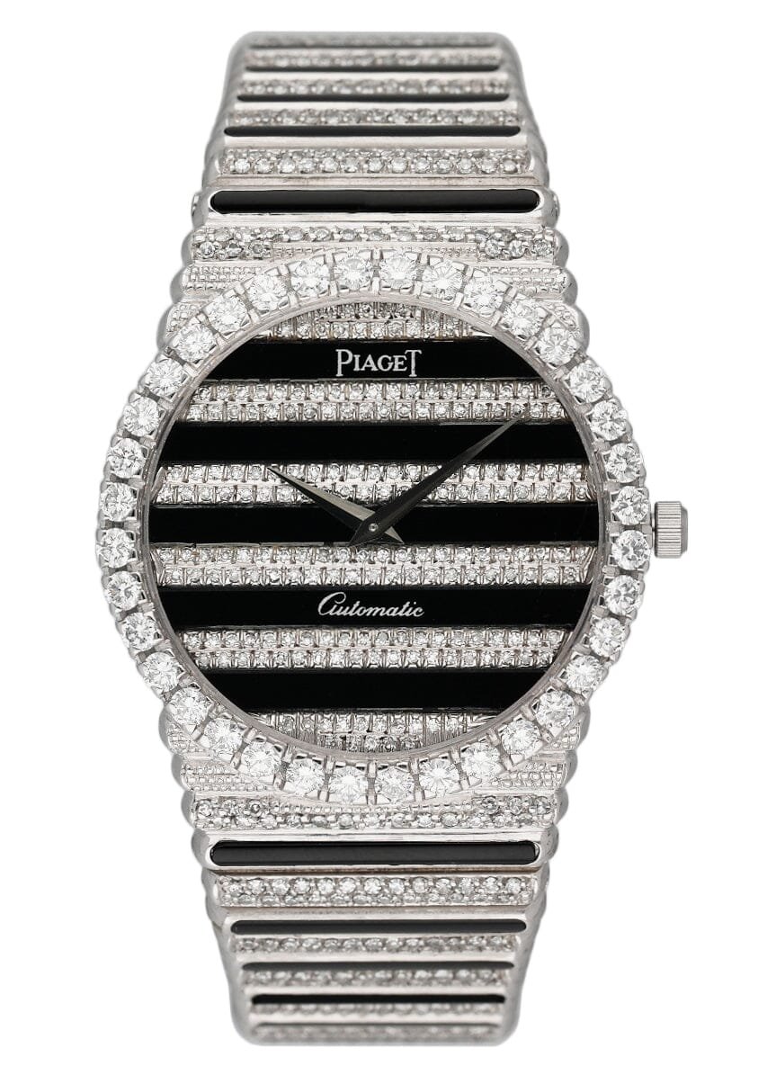 Piaget Polo 18k ouro branco Diamond Onyx Relógio Feminino