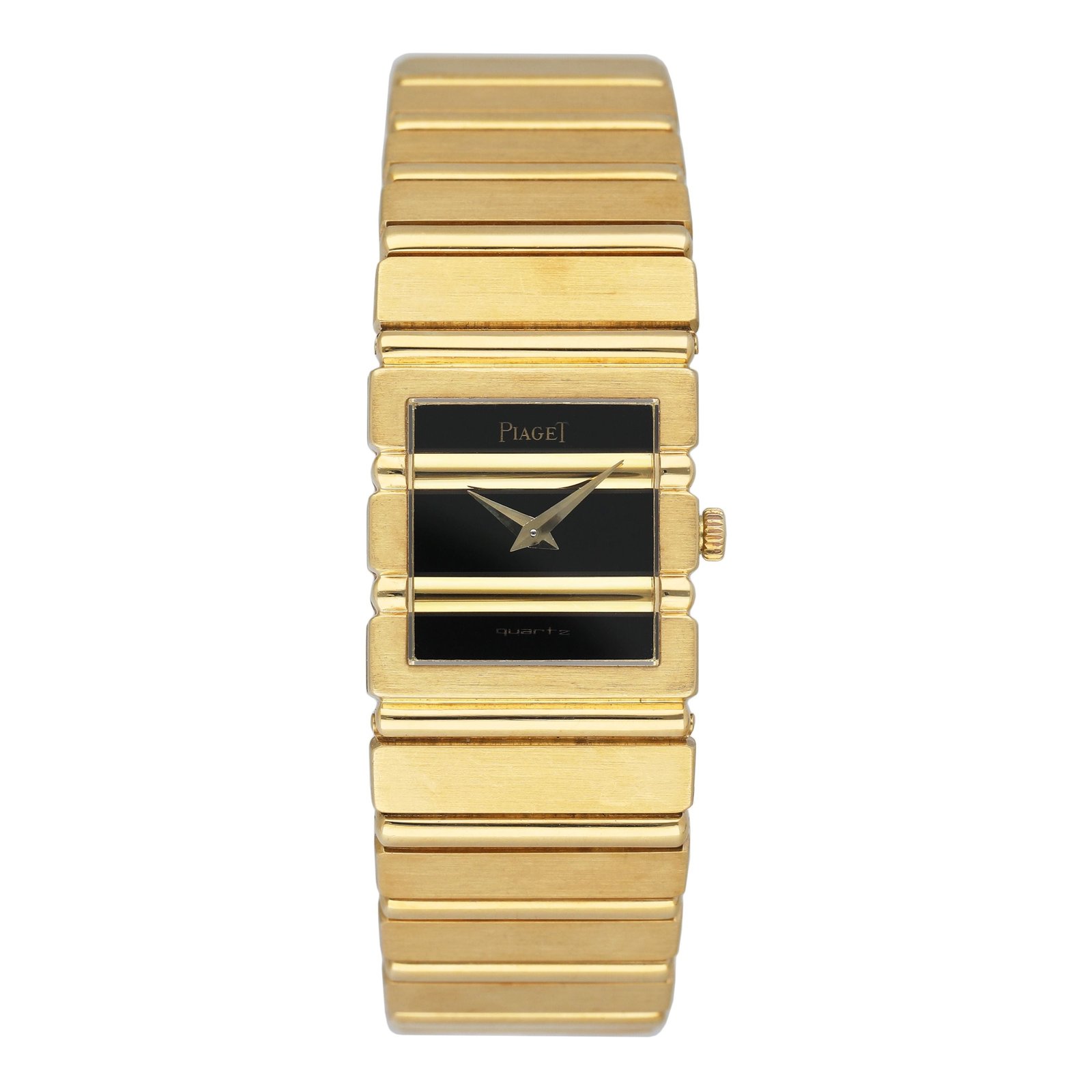 Piaget Polo Square 8131 C701 mostrador preto 18k ouro amarelo Relógio Feminino