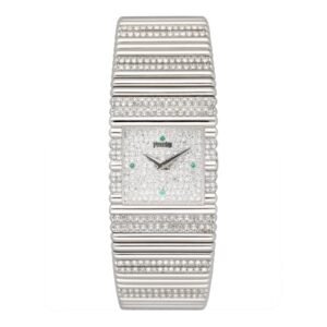 Piaget Polo Square 9131 C505 Emerald Pave Dial 18k ouro branco Relógio