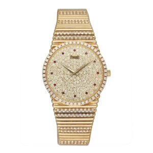 Piaget Vintage 9066 C 505 Ruby Pave Dial 18k ouro amarelo Relógio Feminino