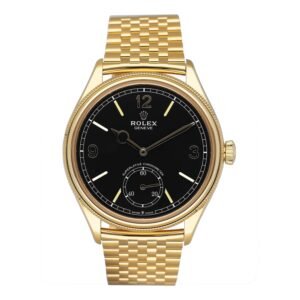 Rolex 1908 52508 mostrador preto 18k ouro amarelo Relógio Masculino Caixa e Documentos
