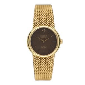 Rolex Cellini Vintage Brown Dial 18k ouro amarelo Relógio Feminino