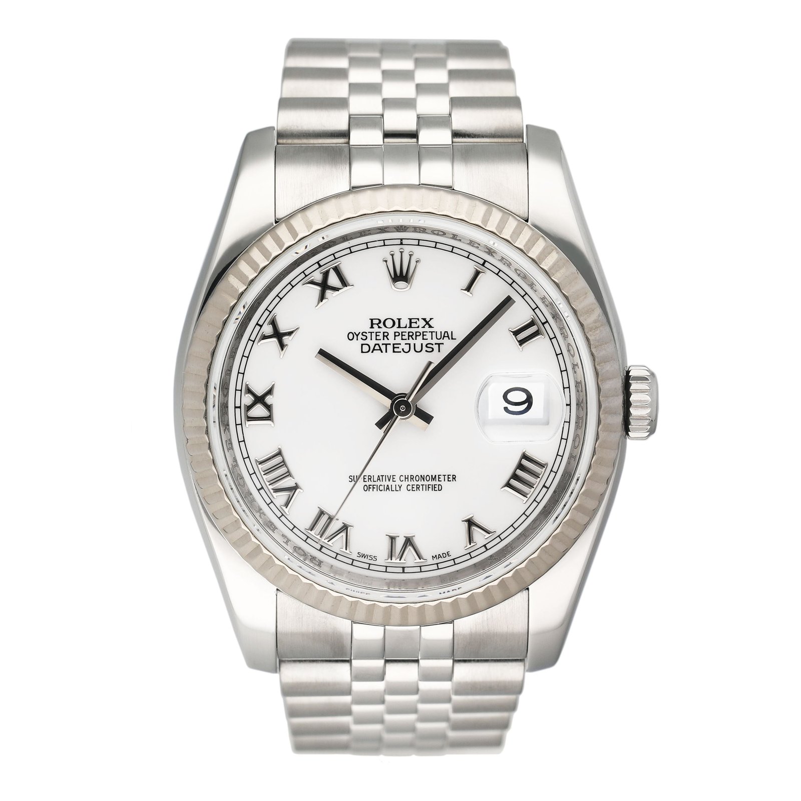 Rolex Datejust 116234 Roman mostrador branco Relógio Masculino