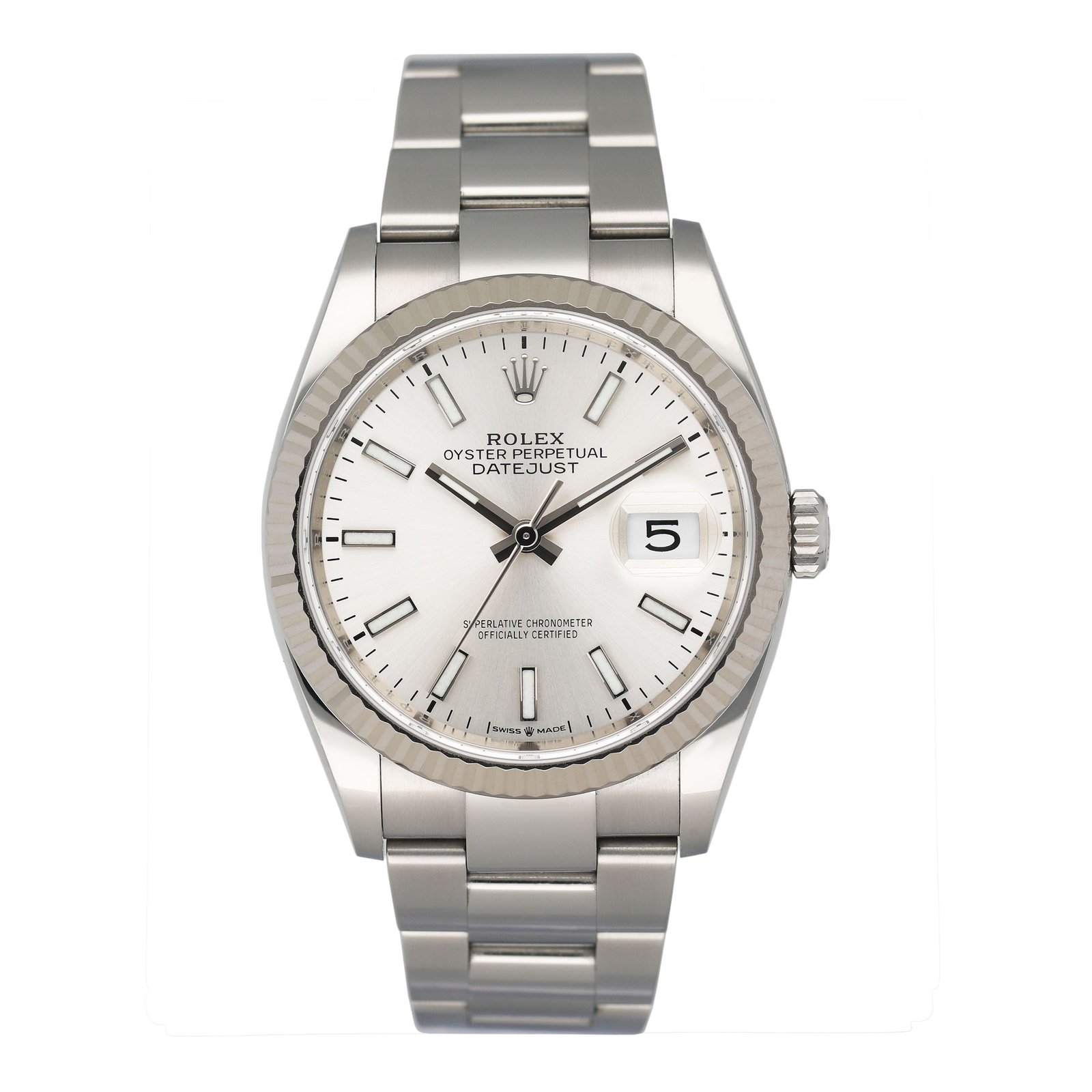 Rolex Datejust 126234 mostrador prata Relógio Masculino Caixa e Documentos