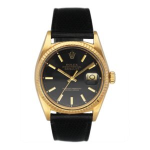 Rolex Datejust 1601 mostrador preto 18k ouro amarelo Relógio Masculino