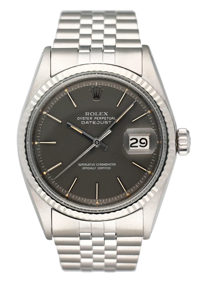 Rolex Datejust 1601 mostrador cinza aço inoxidável Relógio Masculino