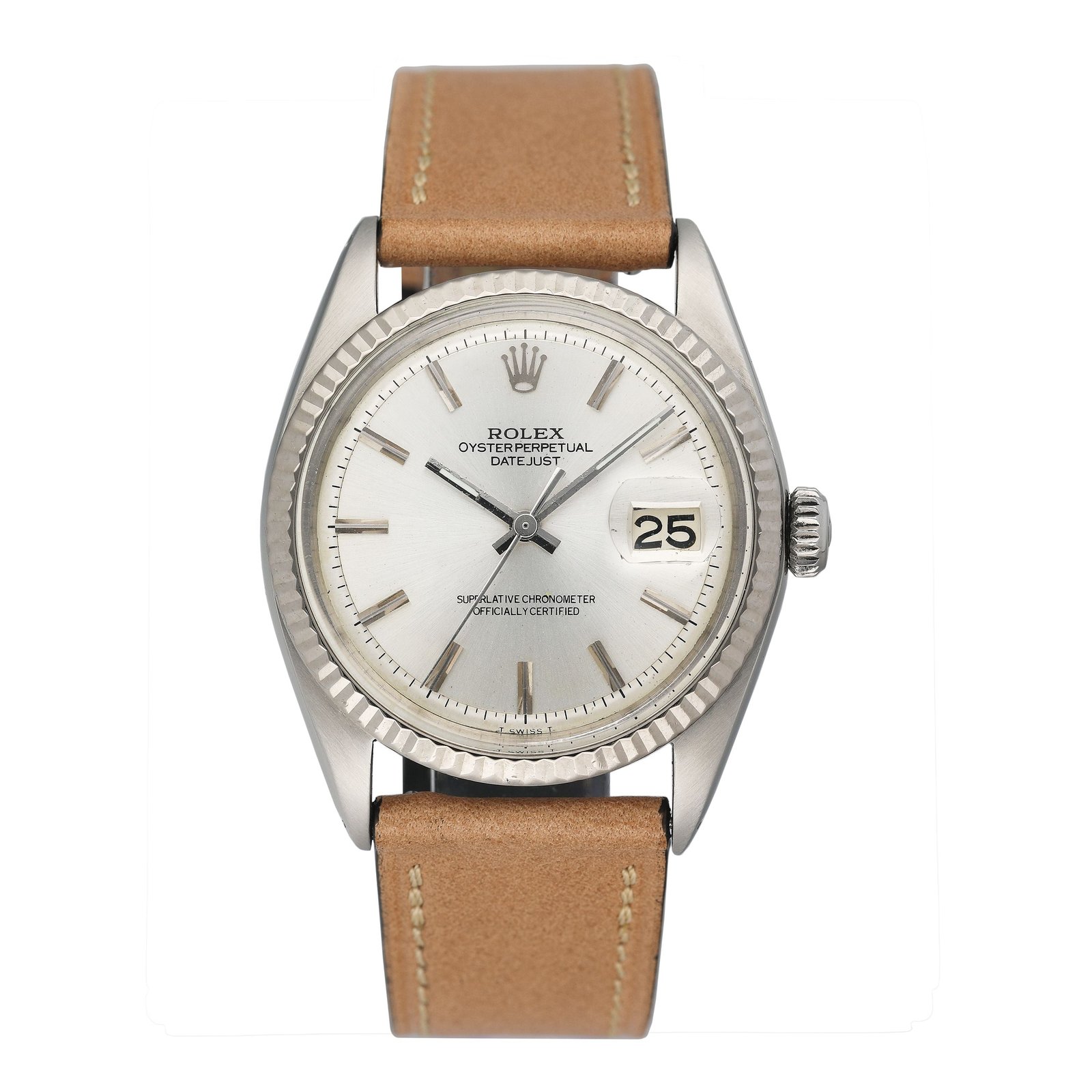 Rolex Datejust 1601 mostrador prata aço inoxidável Relógio Masculino