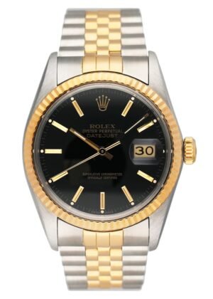 Rolex Datejust 16013 mostrador preto Relógio Masculino Caixa e Documentos