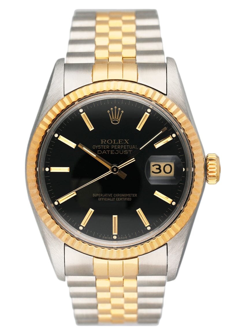 Rolex Datejust 16013 mostrador preto Relógio Masculino Caixa e Documentos