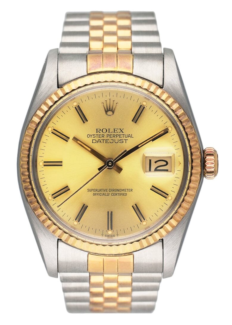 Rolex Datejust 16013 mostrador champagne Relógio Masculino Caixa e Documentos