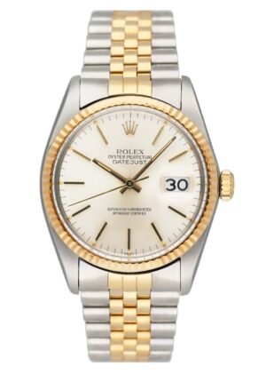 Rolex Datejust 16013 mostrador prata Relógio Masculino Caixa e Documentos