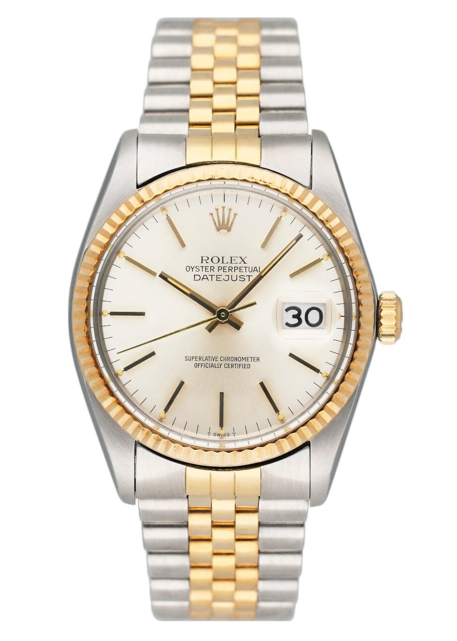 Rolex Datejust 16013 mostrador prata Relógio Masculino Caixa e Documentos