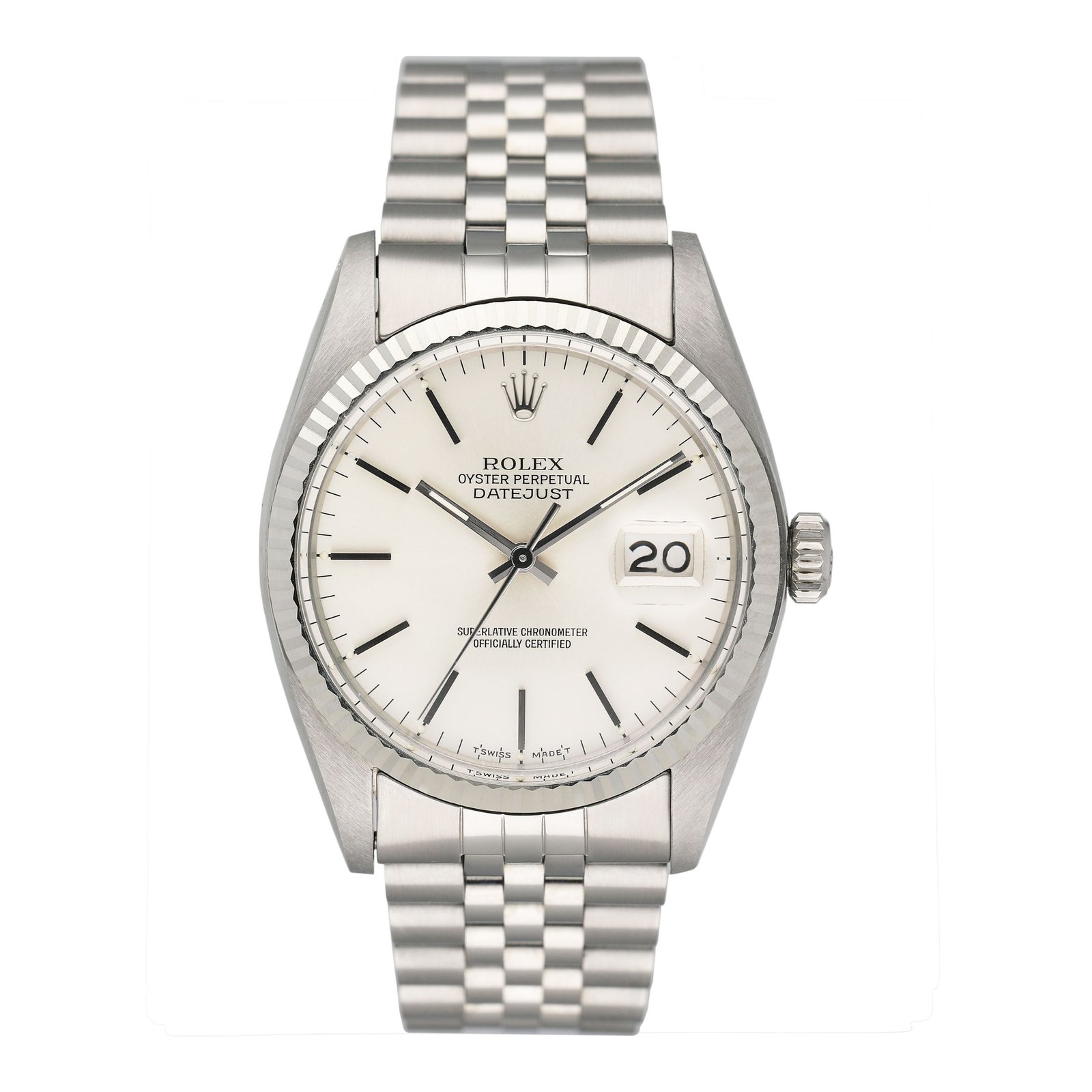 Rolex Datejust 16014 mostrador prata aço inoxidável Relógio Masculino
